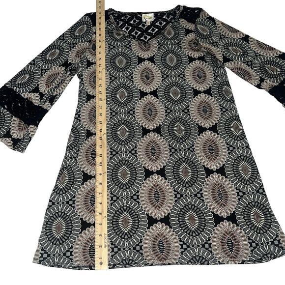 70s Inspired Fig & Flower Anthropologie Bell Sleeve Mini Dress S Small Printed - Picture 7 of 13